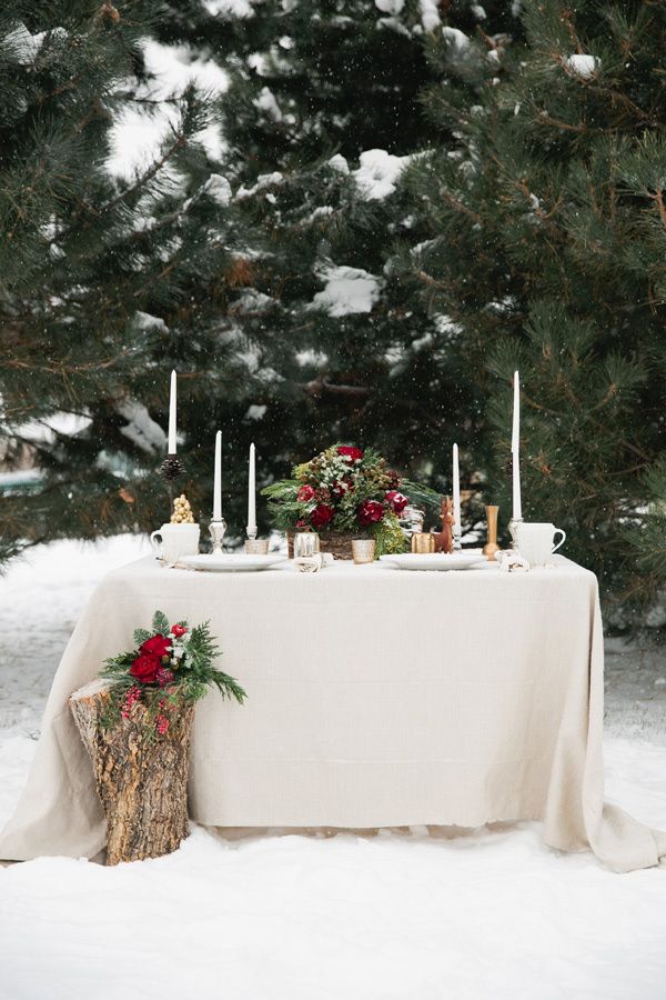 Christmas Red Winter Tablescape