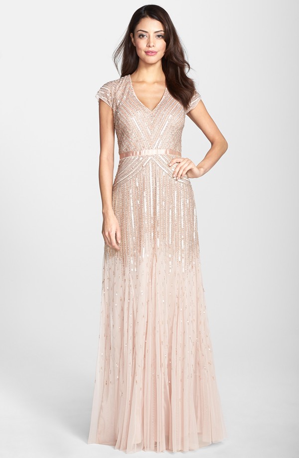 Adrianna Pappell Pale Pink Embellished Bridesmaid Dress