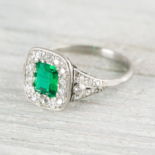 Art Deco Emerald Tiffany & Co Vintage Engagement Ring