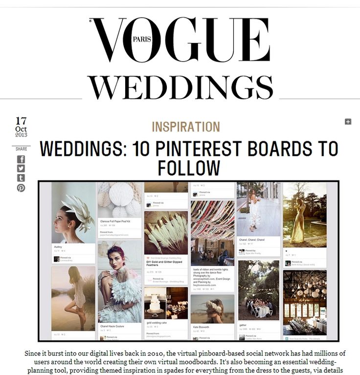 Top Wedding Pinnser to Follow by Vogue Paris