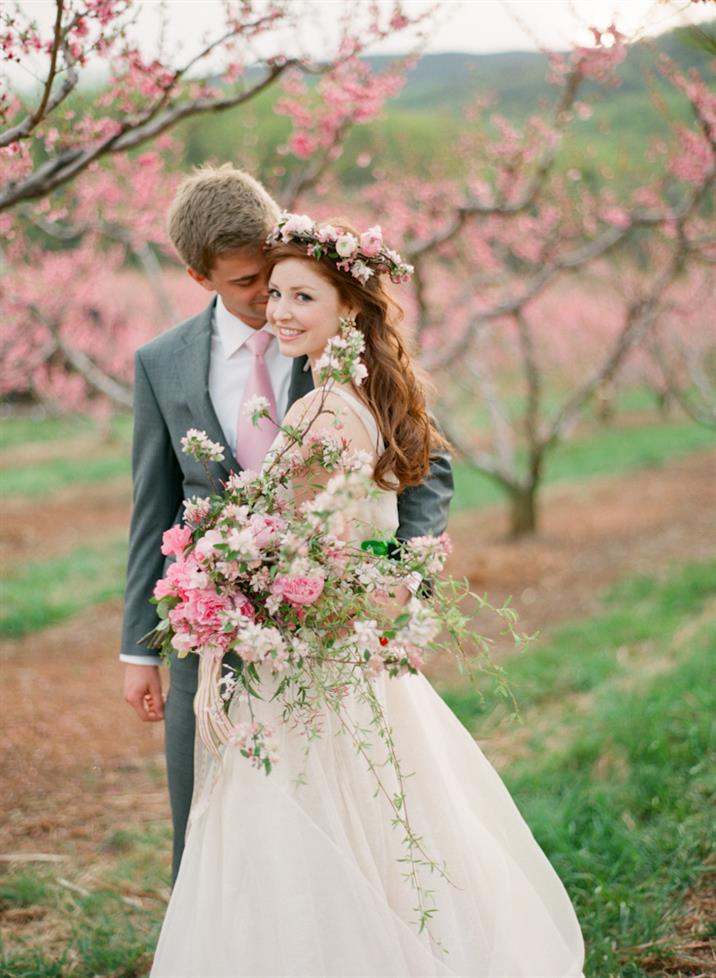 The Prettiest Pink Spring Wedding Inspiration Shoot In A Blossom-Filled Orchard