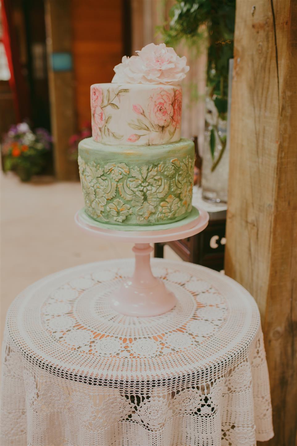 Painted Wedding Cake - An Elegant Modern Vintage Spring Wedding