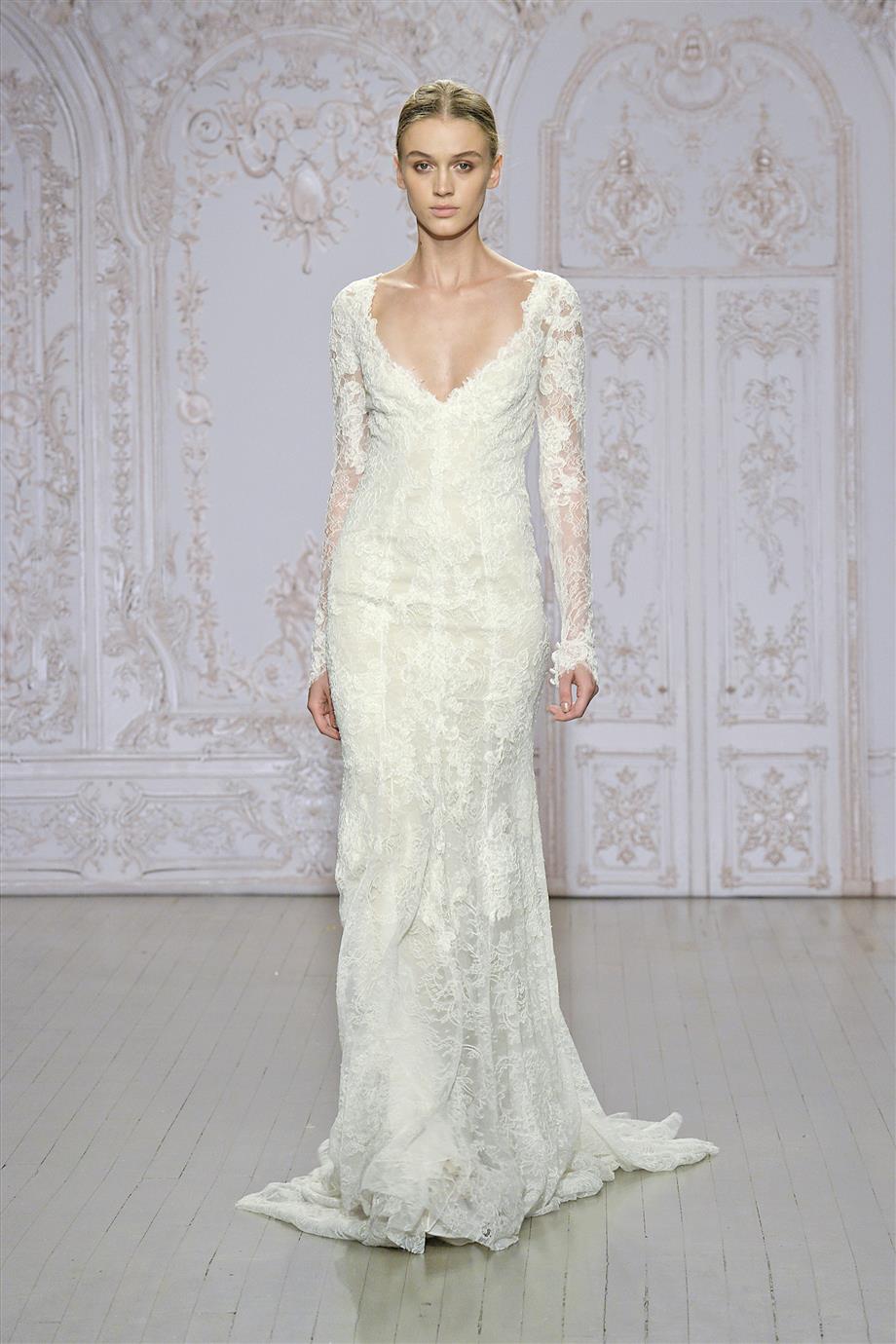 Monique Lhuillier 2015 Collection Long Sleeved Wedding Dress - Autumn
