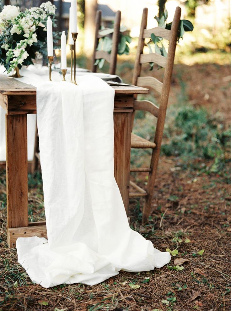 An Elegant Woodland Wedding Inspiration Shoot - Vintage Table Runner