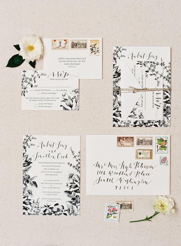 Gorgeous Ideas for Spring Wedding Invitations  - Vintage Stamps