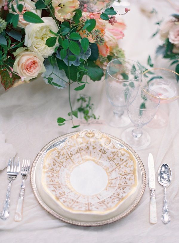 Stunning Spring Wedding Tablescape in Peach & Silver