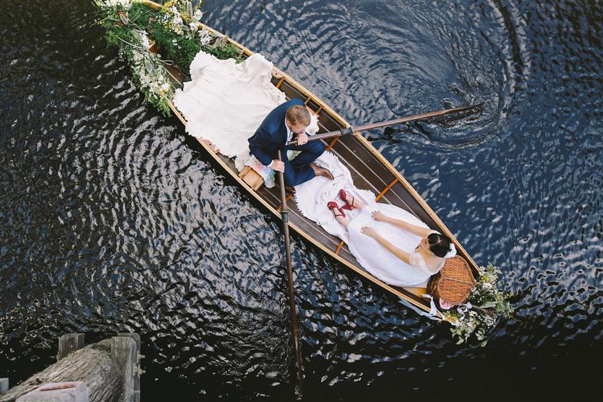 Row Boat Wedding Getaway - A 1950s Inspired Woodland Wedding