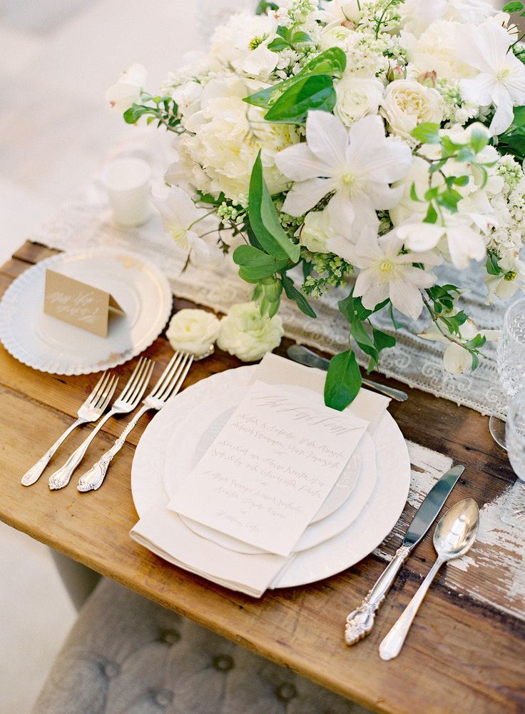 Stunning Spring Wedding Tablescape in Ivory & Silver