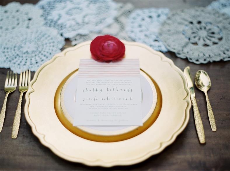 Place Setting - A Stylish Modern-Vintage Blush & Gold Wedding Inspiration Shoot