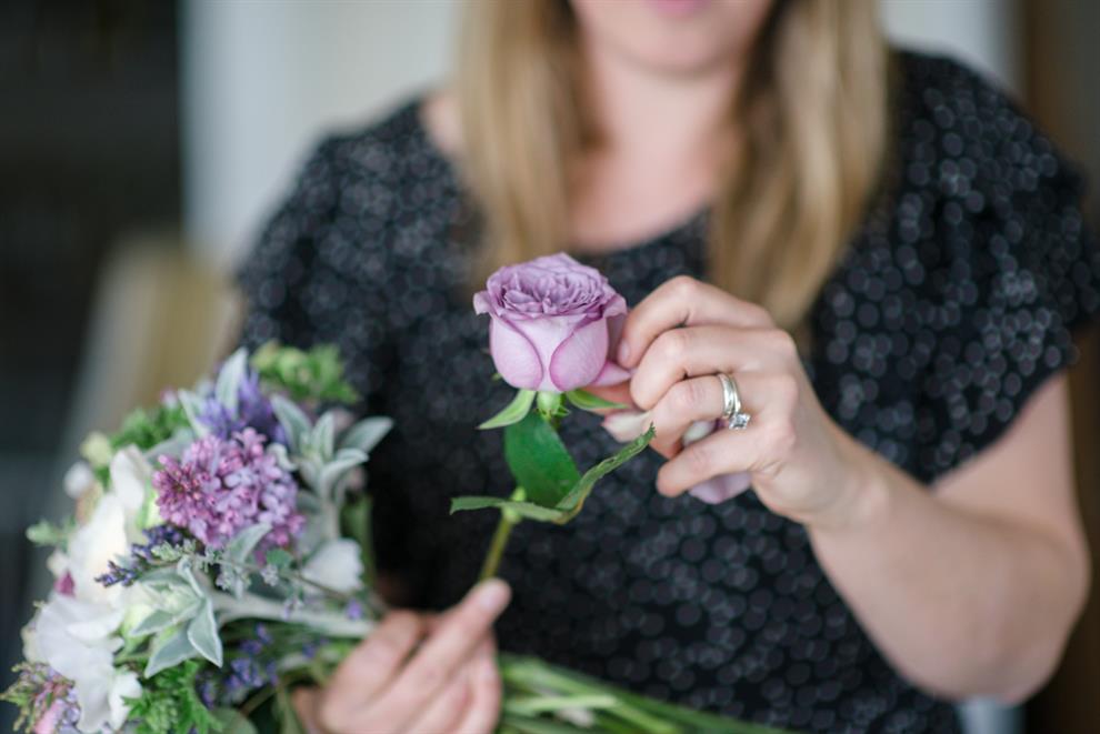 The Prettiest Spring Bridal Bouquet in Purple & Pink
