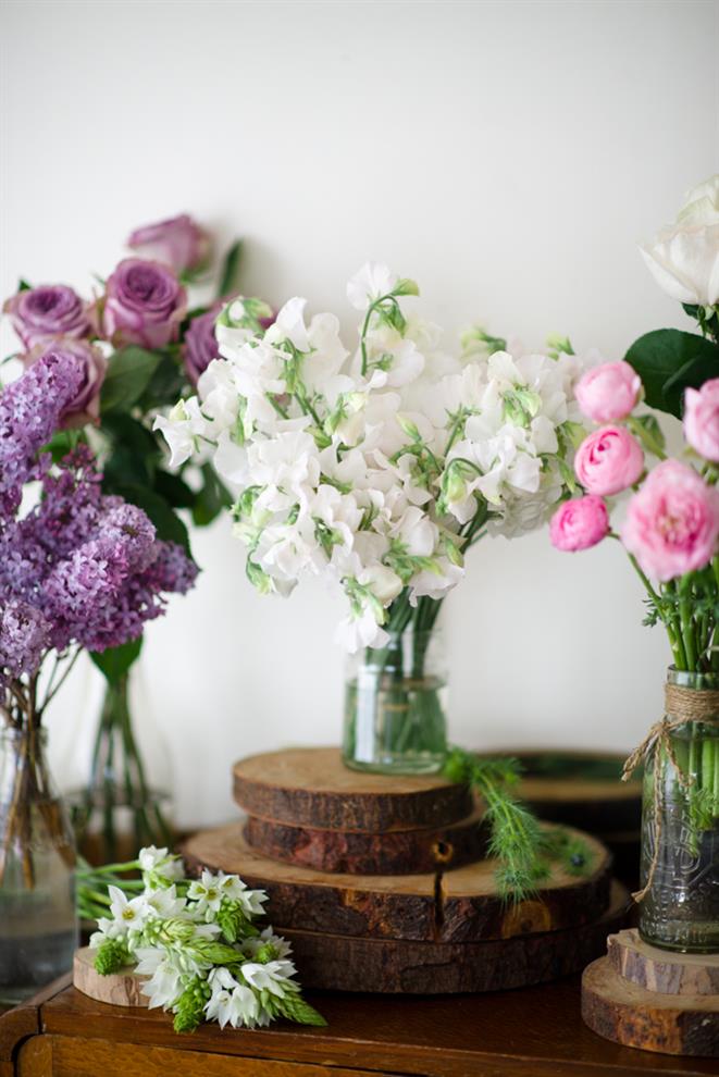 The Prettiest Vintage Bridal Bouquet of Purples & Pink