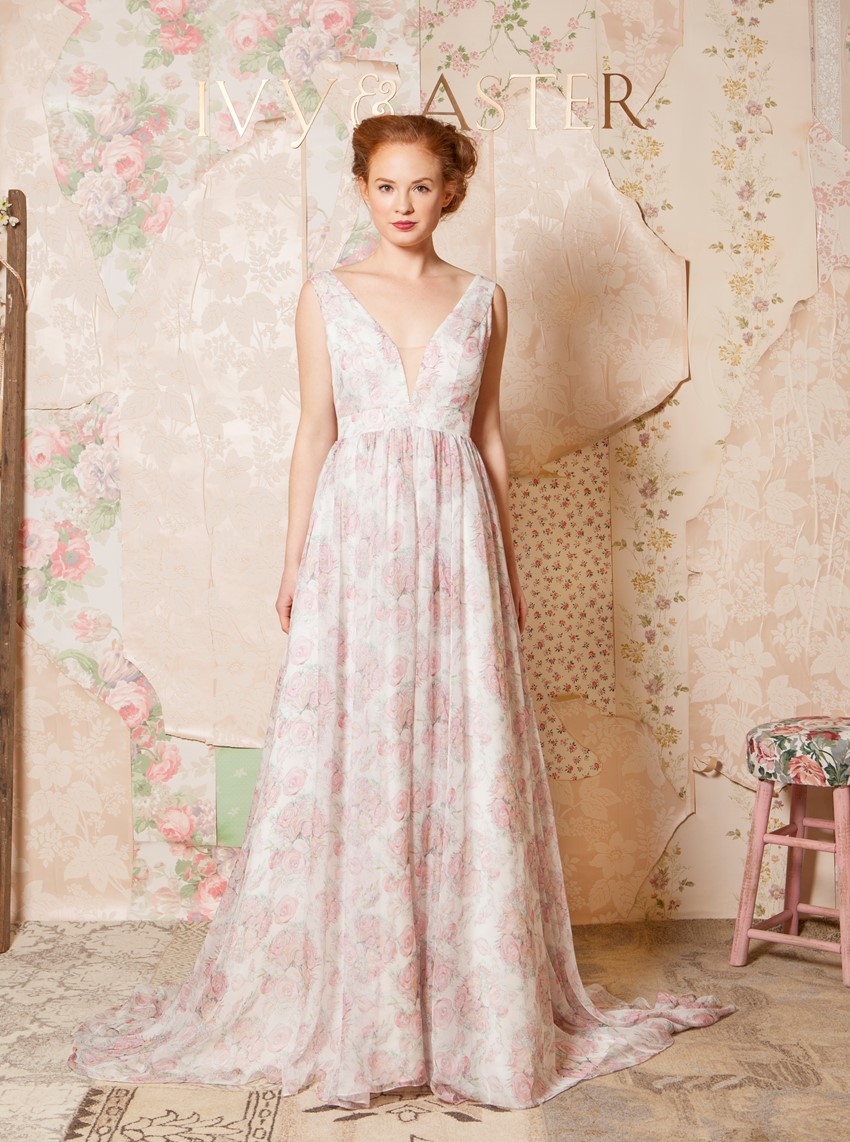 Floral print wedding dress from Ivy & Aster's Charming Spring 2016 Bridal Collection