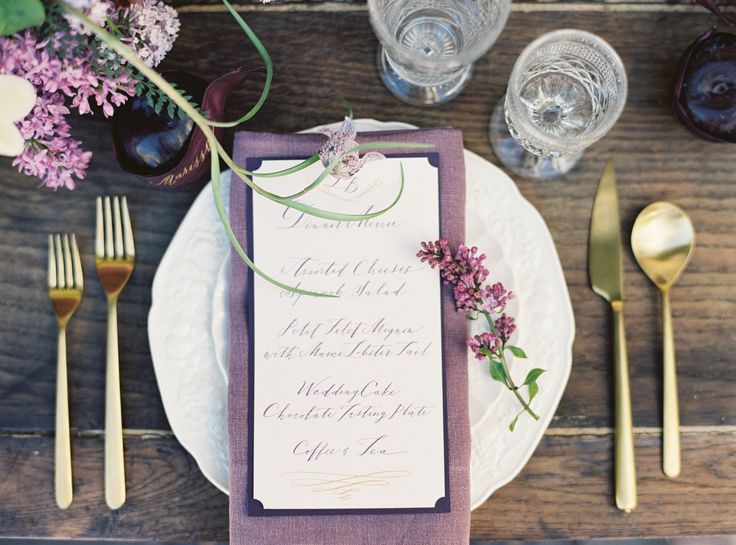 Elegant Summer Wedding Place Settings and Tablescapes