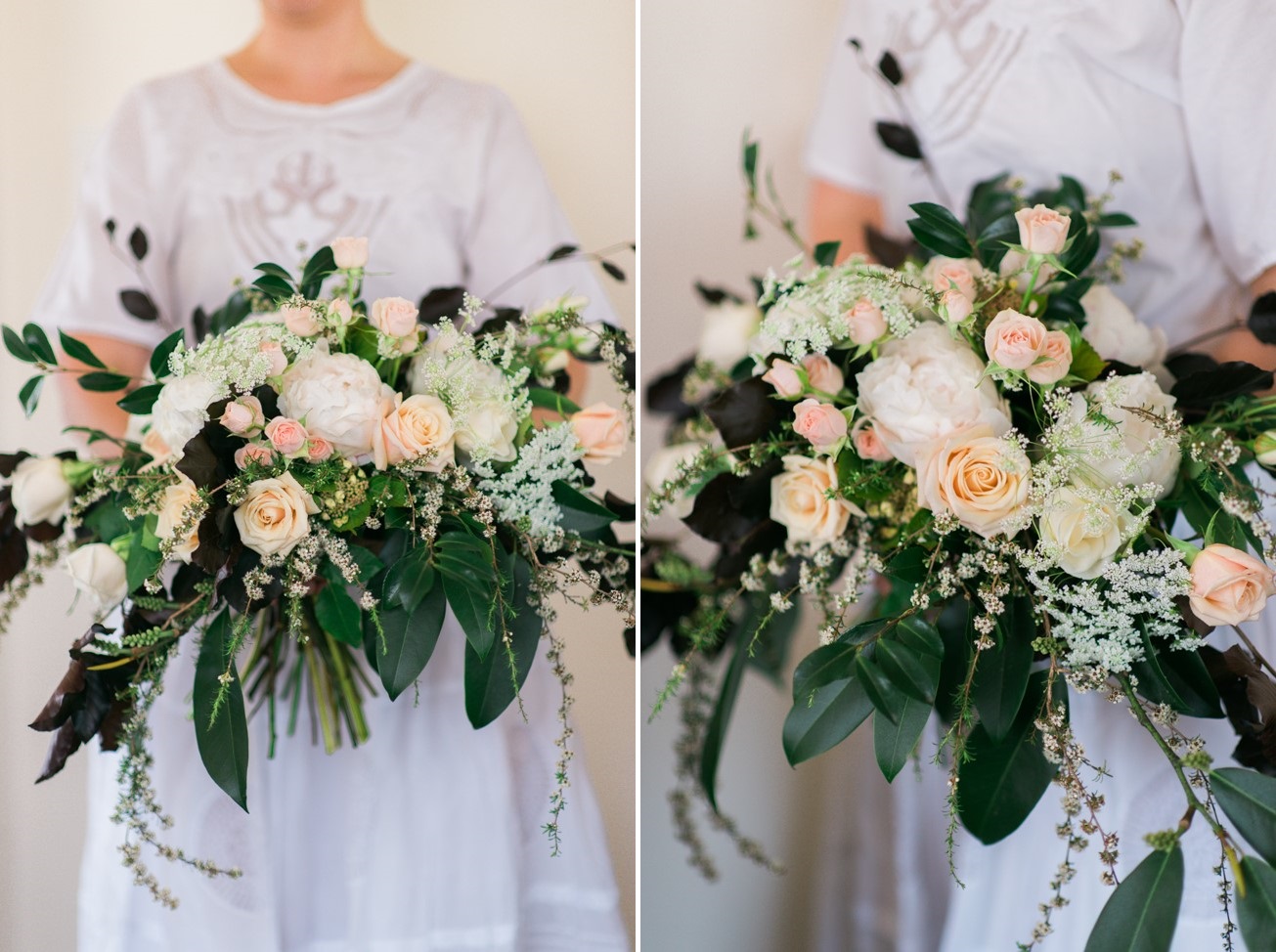 A Beautiful Vintage-Inspired Bridal Bouquet of Roses & Peonies