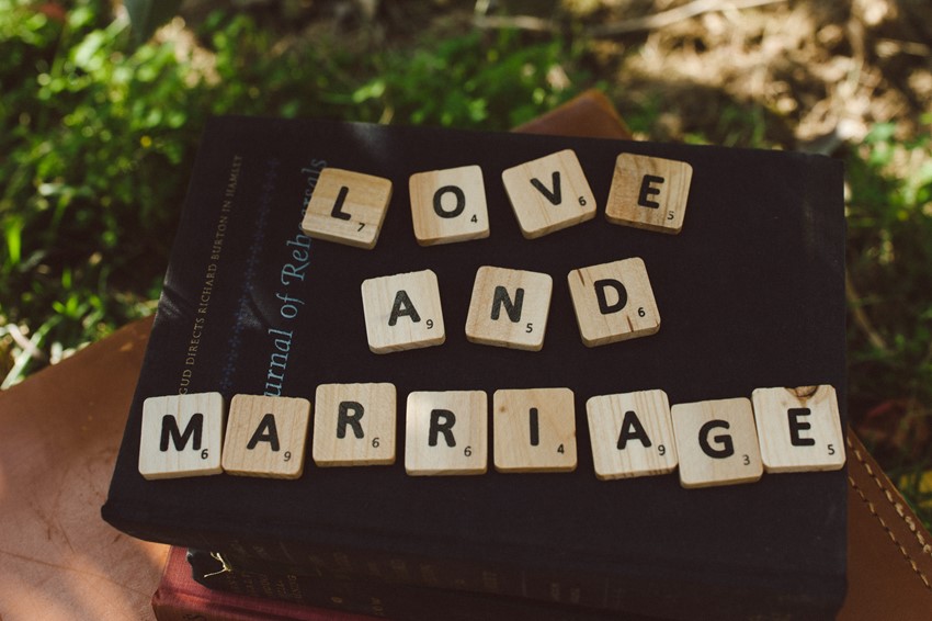 Vintage Scrabble Pieces - A Sweet Summer Apple Orchard Engagement Session