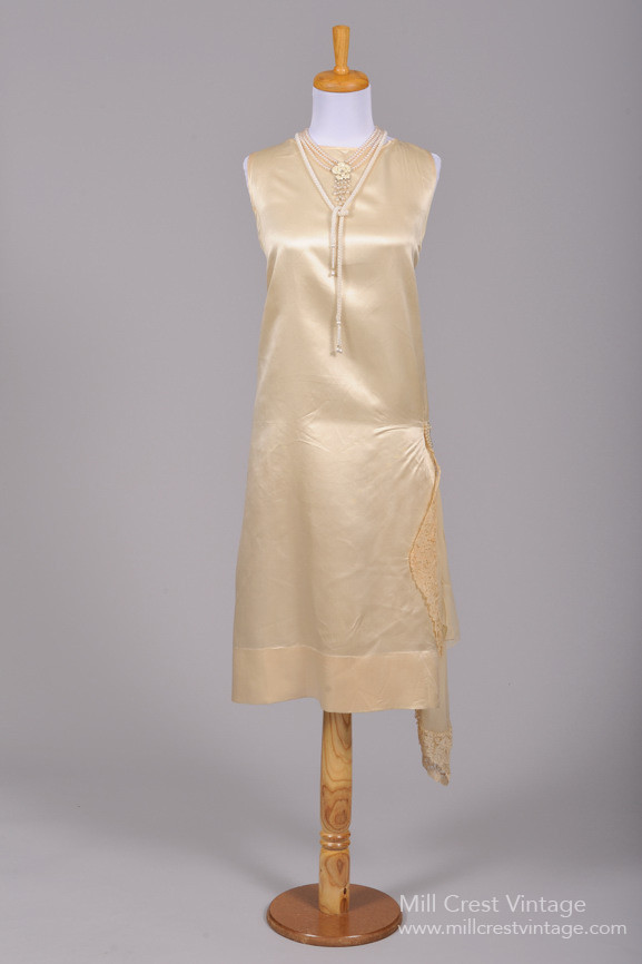 Flapper Silk Satin Vintage Art Deco Wedding Dress
