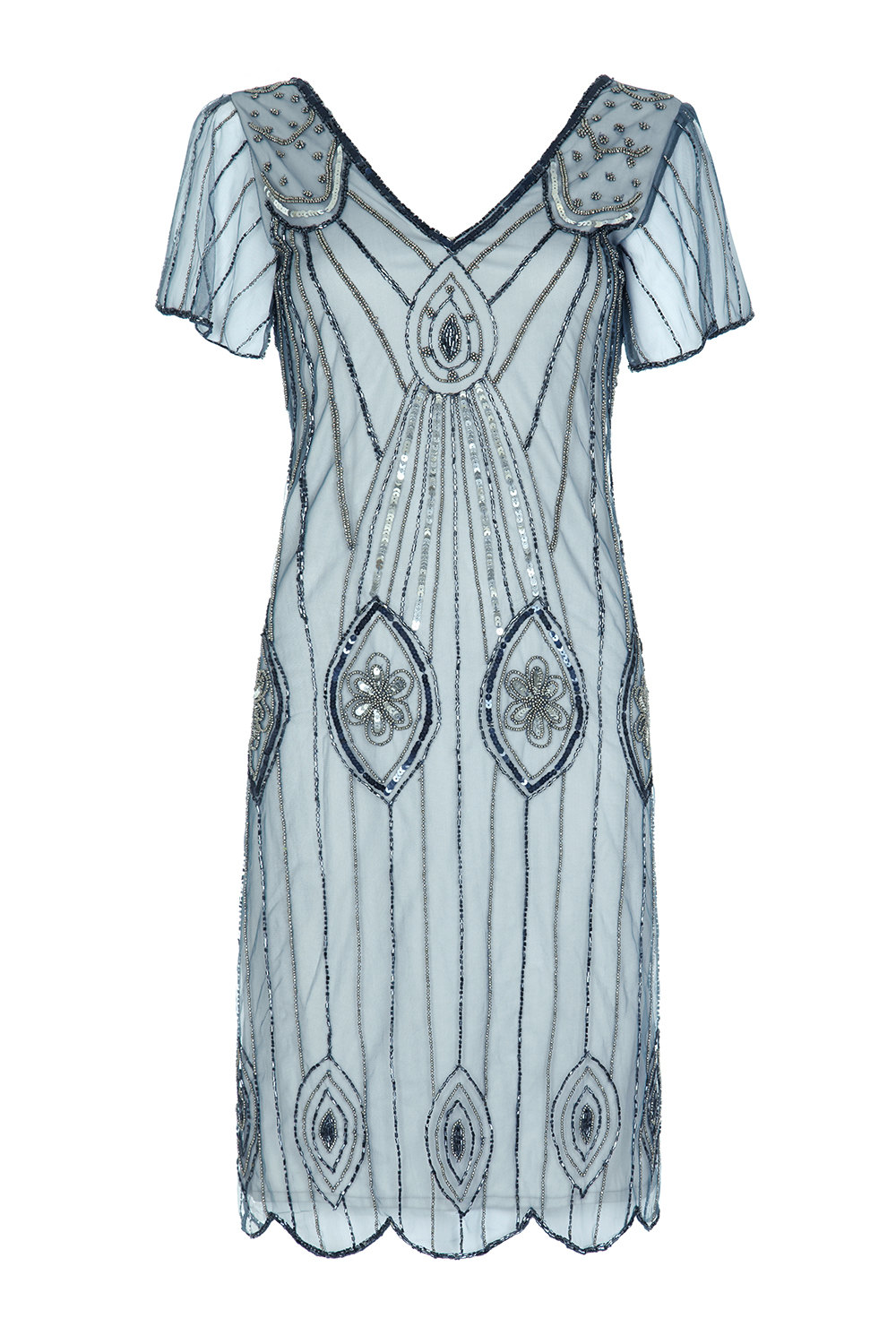 Art Deco Bridesmaid Dresses - Blue Grey Flapper Dress from Gatsby Lady on Etsy