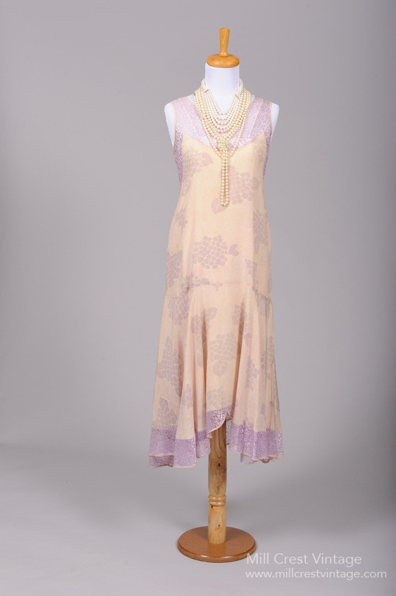 1920s Bridesmaid Dresses - Lilac Lace & Silk Dress from Mill Crest Vintage