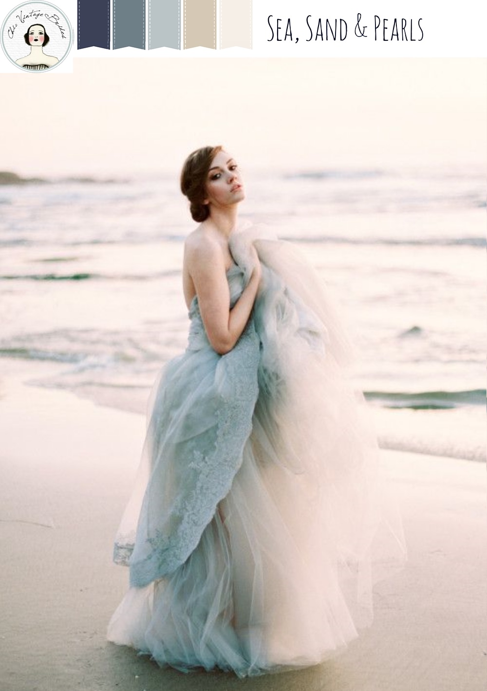 Sea, Sand & Pearls - Romantic Beach Wedding Inspiration in Dusky Shades of Blue