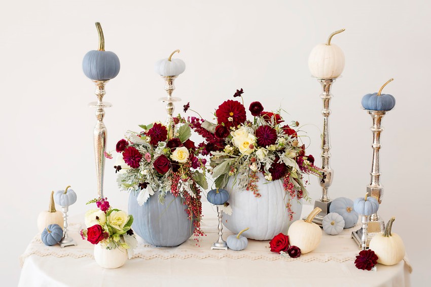 DIY Painted Pumpkins - the perfect Fall wedding centrepieces