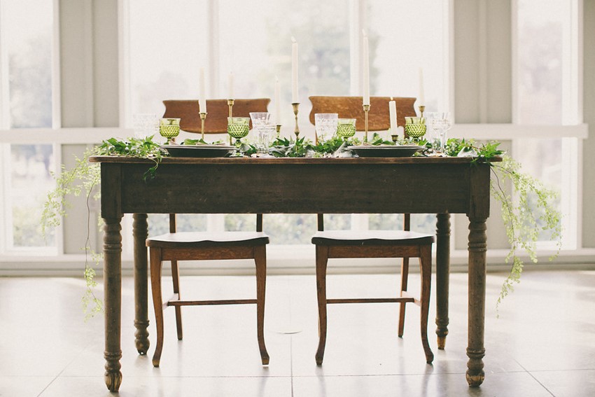 Vintage Green Wedding Tablescape