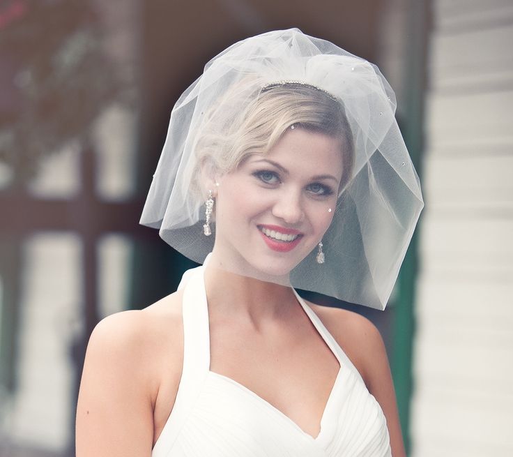 20 Perfect Hair Accessories for the 1950s Loving Bride - Diamond Tulle Birdcage Veil Powder Blue Bijoux