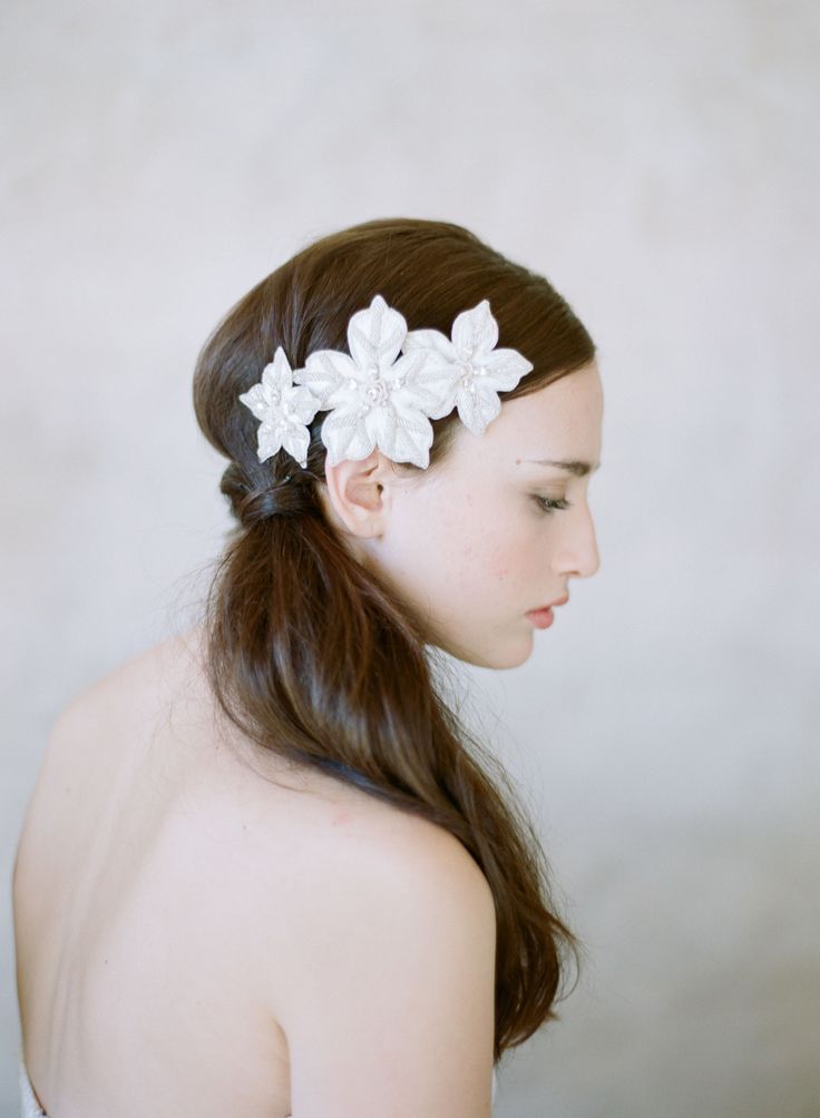 20 Perfect Hair Accessories for the 1950s Loving Bride - Emboidered Crystal Flower Pins from Twigs & Honey