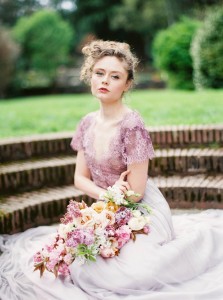 Purple Lace Wedding Dress - Romantic Spring English Garden Wedding Inspiration