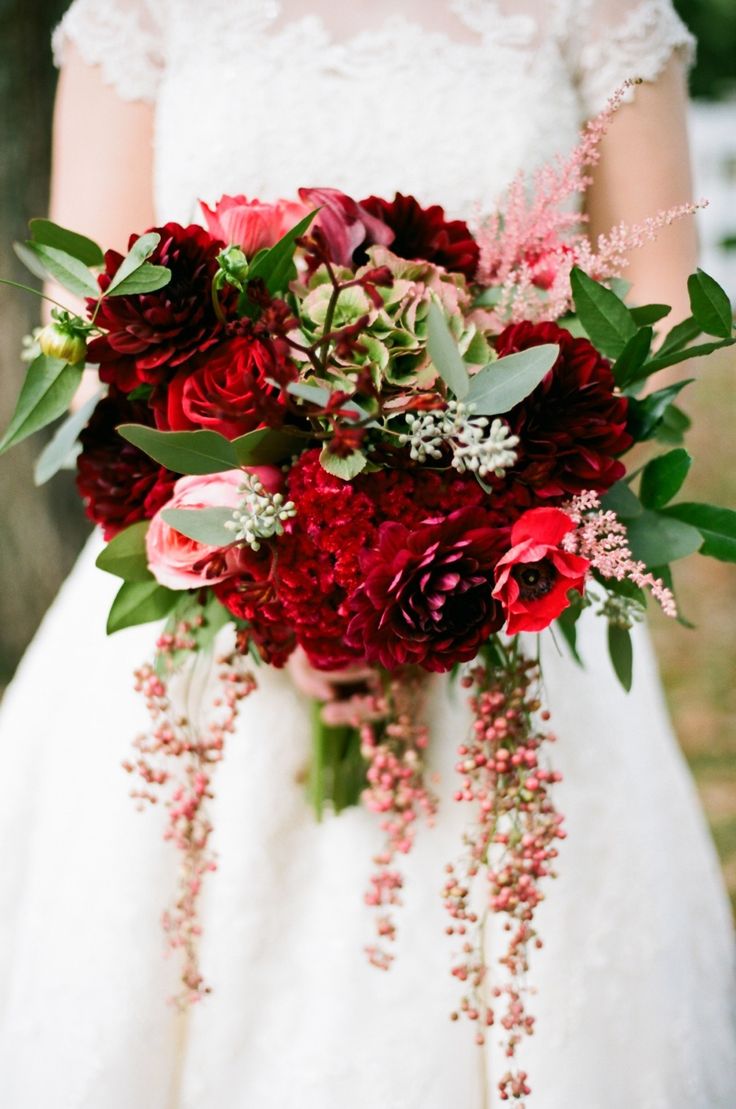 Deep Red Bridal Bouquet - 20 Beautiful Bridal Bouquets for the 1950s Loving Bride