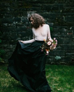 Long Sleeve Lace Bridal Top & Black Skirt - A Romantic Gothic Bridal Inspiration Shoot