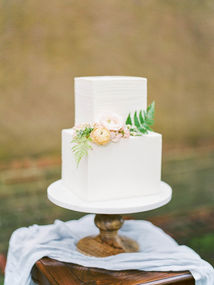 White Iced Wedding Cake - Romantic Spring English Garden Wedding Inspiration