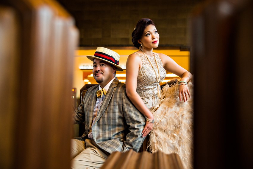 A Glamorous Art Deco Inspired Engagement Shoot at Los Angeles Union Station. Photography ~ D Park Photography