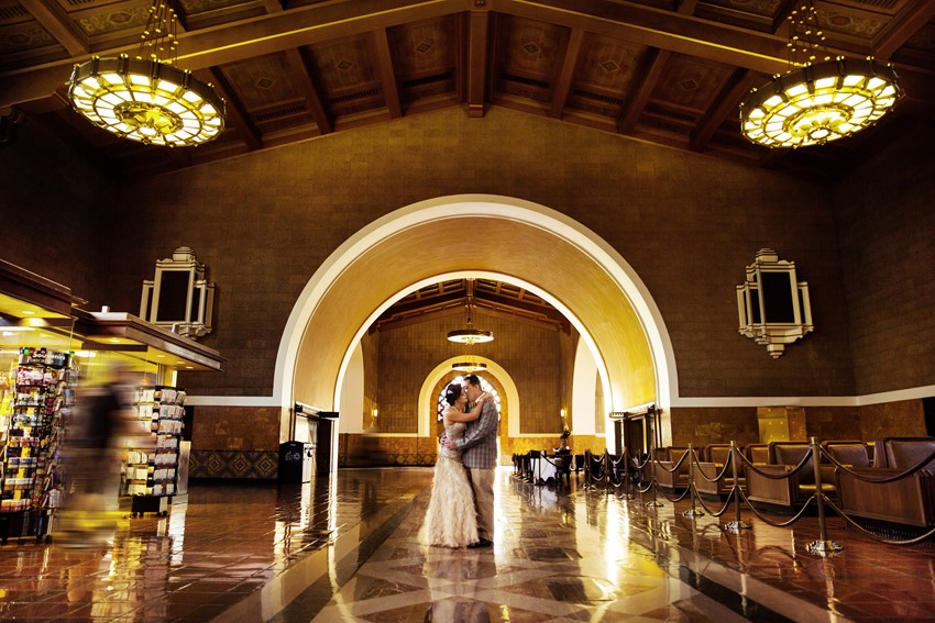 A Glamorous Art Deco Inspired Engagement Shoot at Los Angeles Union Station. Photography ~ D Park Photography