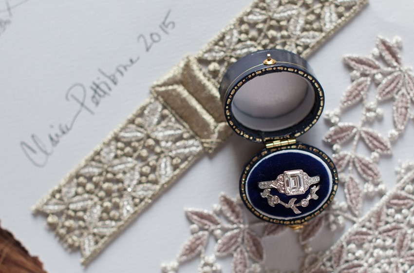 Diamond Engagement & Wedding Ring from Claire Pettibone for Trumpet & Horn