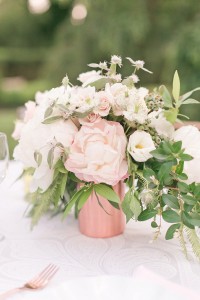 Rose Gold Wedding Centrepiece - Romantic Spring Wedding Inspiration in Pretty Pastels and Rose Gold