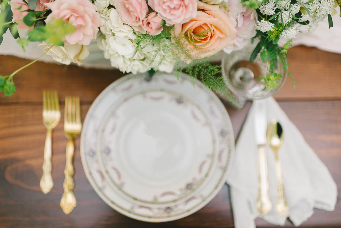 Vintage Wedding Place Setting - A Romantic Vintage Spring Wedding with a Marquee Reception