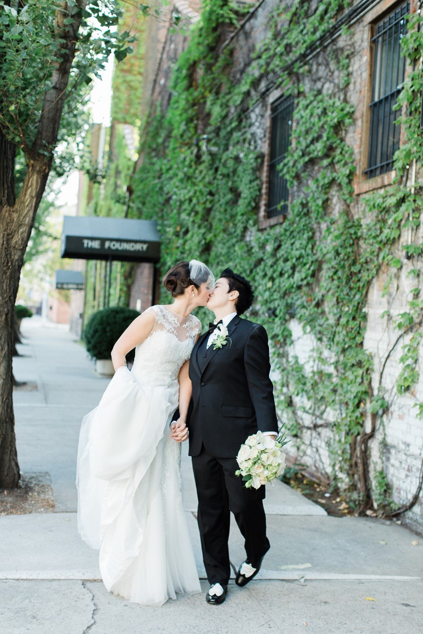 Gay Wedding - A Vintage Inspired City Wedding in a Crisp and Elegant Palette of Ivory, Black & Green