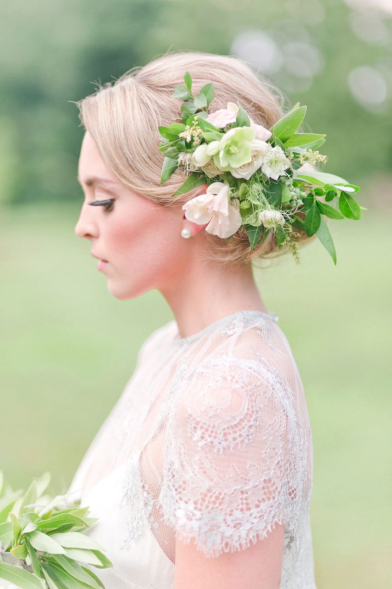 Floral Bridal Updo - Pretty Spring Wedding Ideas in Soft Pastels and Rose Gold