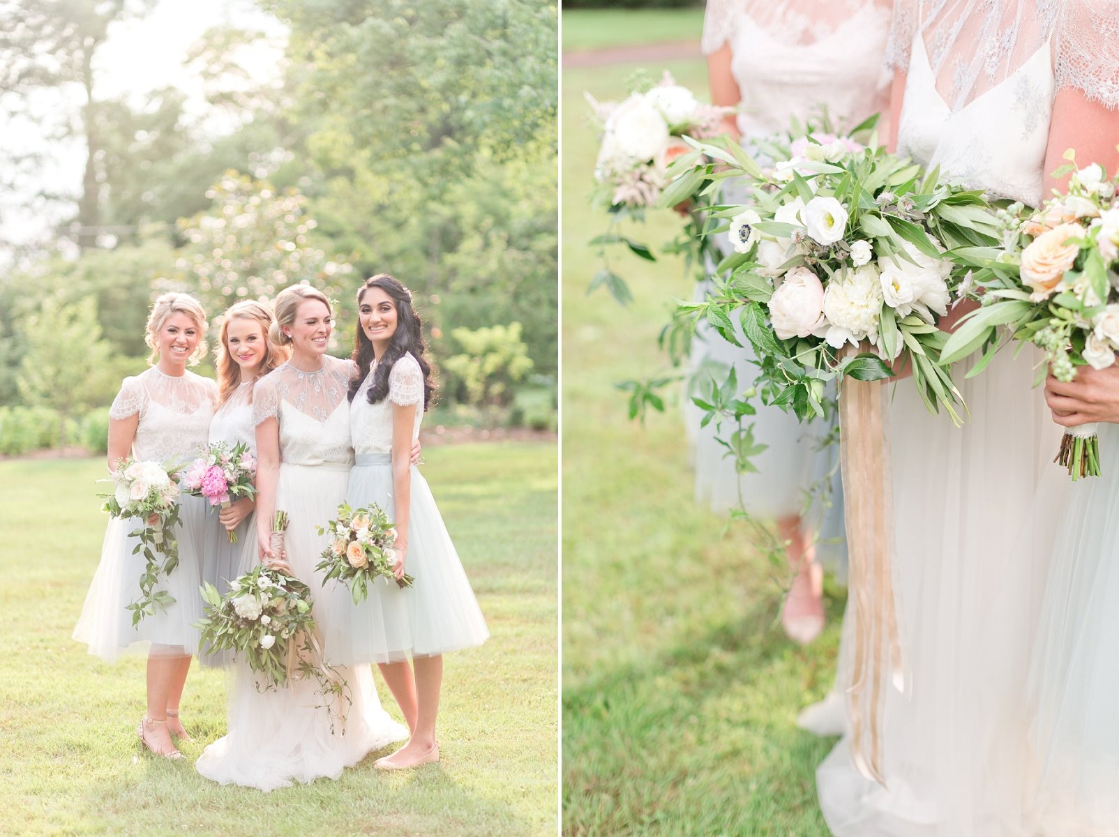 Pretty Bridesmaids Dresses & Bouquets - Pretty Spring Wedding Ideas in Soft Pastels and Rose Gold