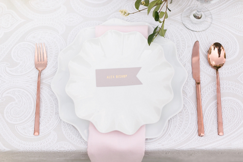 Wedding Place Setting - Romantic Spring Wedding Inspiration in Pretty Pastels and Rose Gold