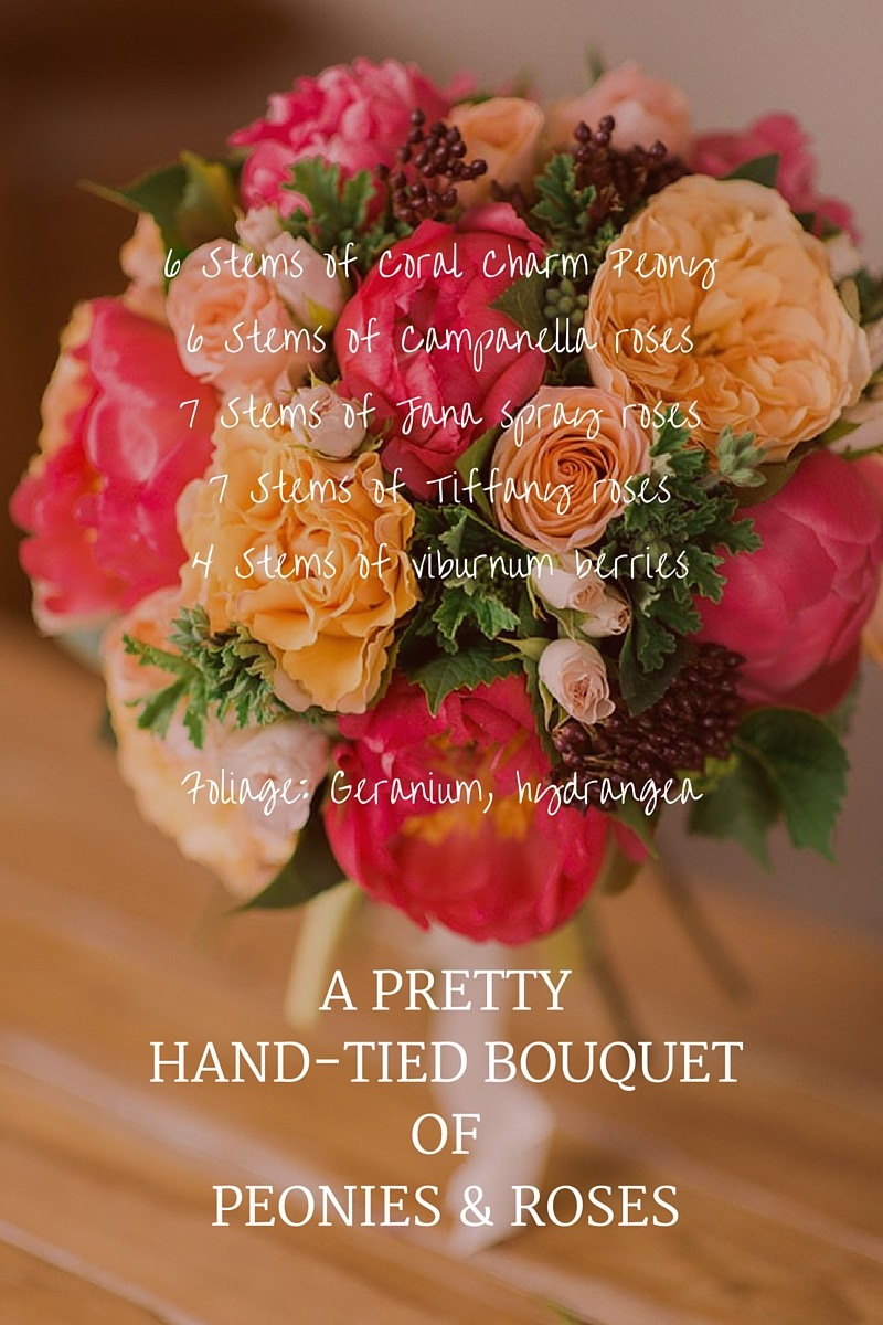 Wedding Bouquet Recipe - A Pretty Bridal Bouquet of Peonies & Roses