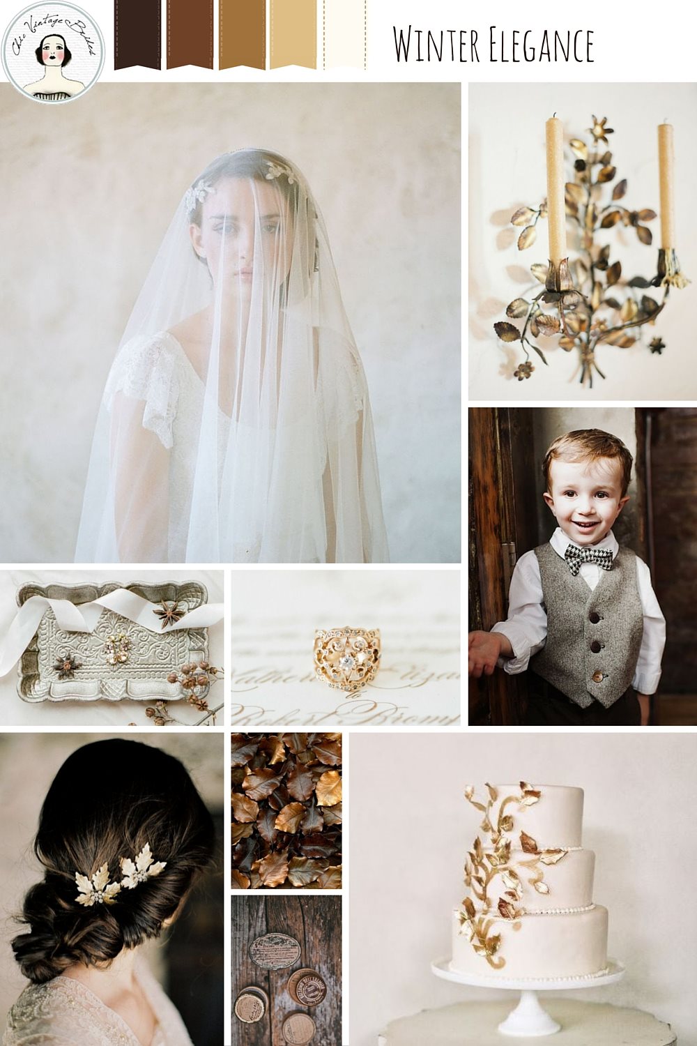 Winter Elegance – Beautiful Winter Wedding Inspiration Board in Coffee, Bronze & Gold