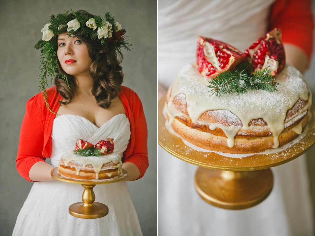 Christmas Wedding Cake - A Cosy Winter Wedding Inspiration Shoot in Red, Green & White from WarmPhoto