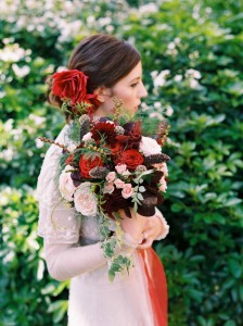 Vintage Bride & Red Bouquet - A Fine Art Wedding Inspiration Shoot with Edwardian Elegance