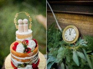 Wedding Cake Topper - Boho Vintage Wedding Inspiration in Red, Green & Gold