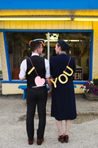 The Sweetest Vintage Engagement Shoot at an Ice-cream Parlour
