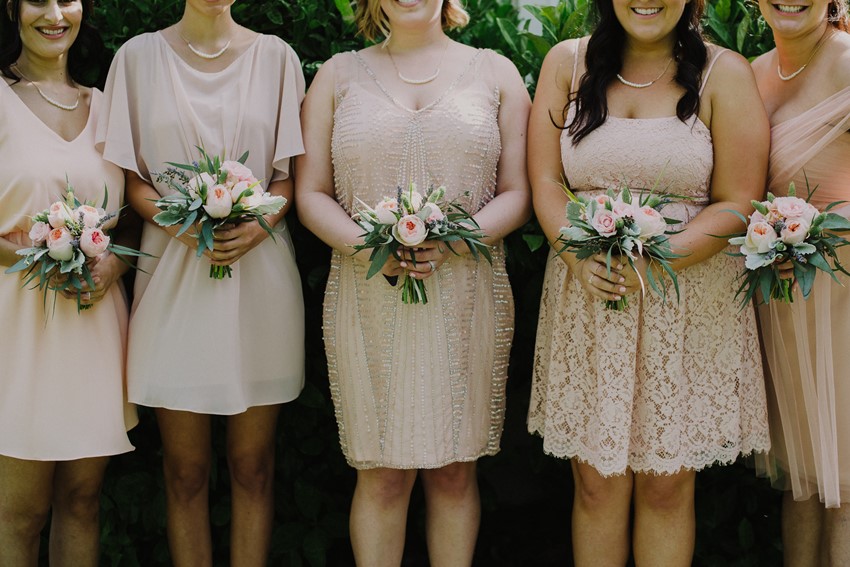 Mismatched Bridesmaid Dresses - An Intimate Outdoor Wedding in a Romantic Palette of Pink