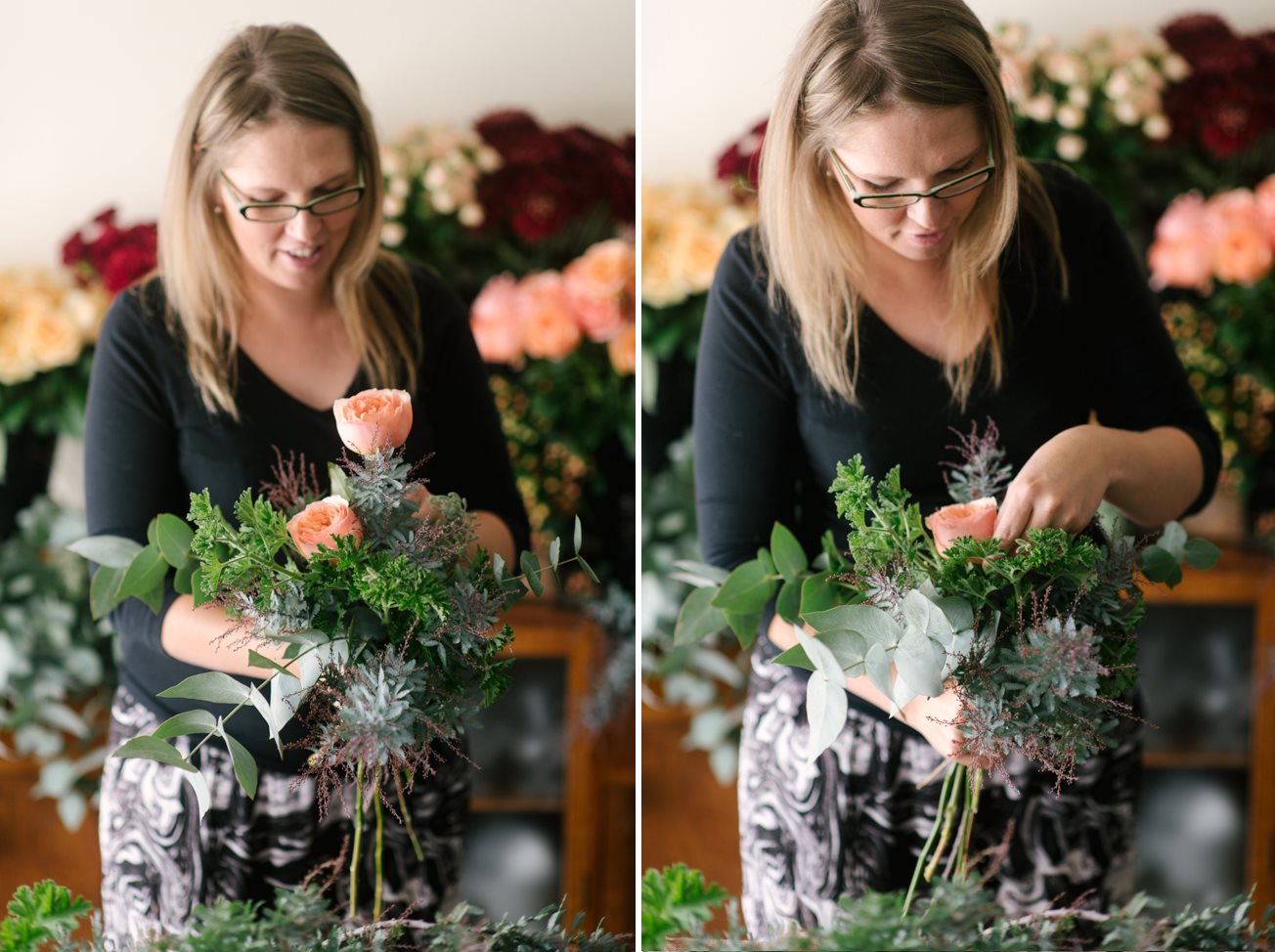 DIY Bouquet Steps - An Organic Hand-Tied Bridal Bouquet in Blush, Peach & Marsala