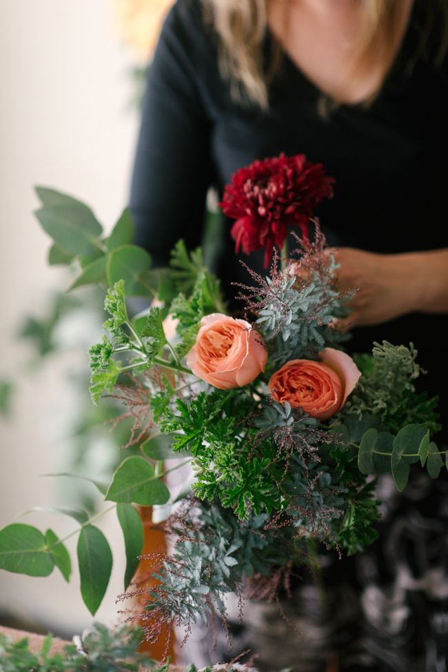  An Organic Hand-Tied Bridal Bouquet in Blush, Peach & Marsala