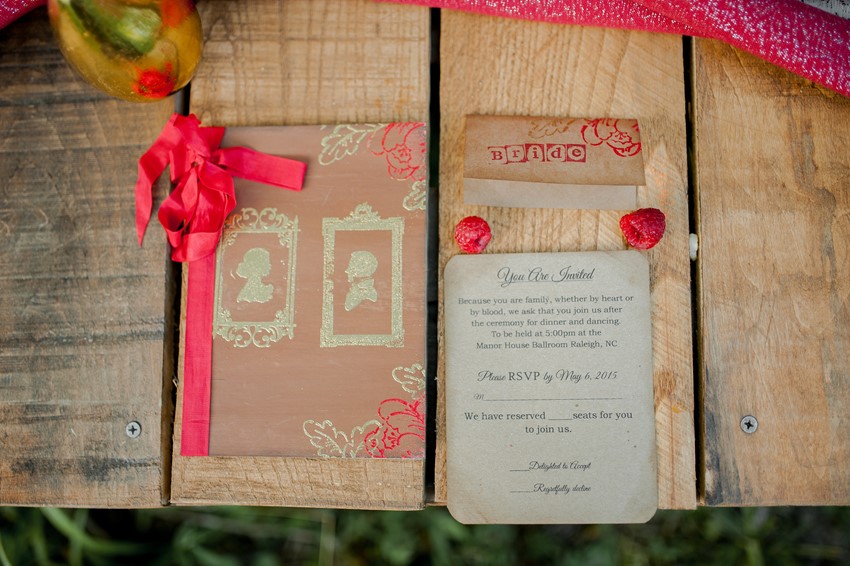 Wedding Stationery - Boho Vintage Wedding Inspiration in Red, Green & Gold